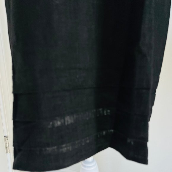 NWT Nicole Miller Original Ladies' Black Pleated Hem Linen Blend Tee Shirt Dress - Picture 6 of 11